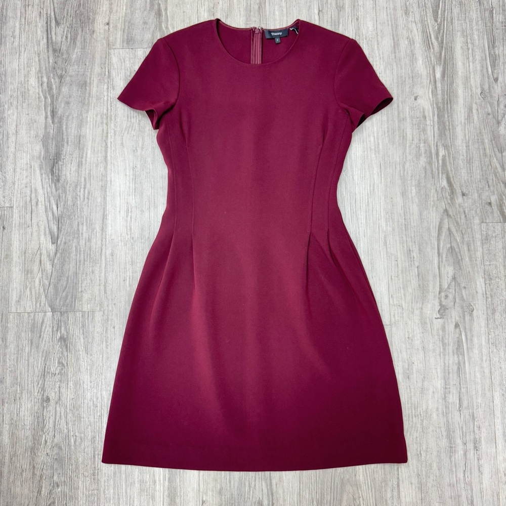 Theory Burgundy Fit and Flare Dress - Picture 4 of 10